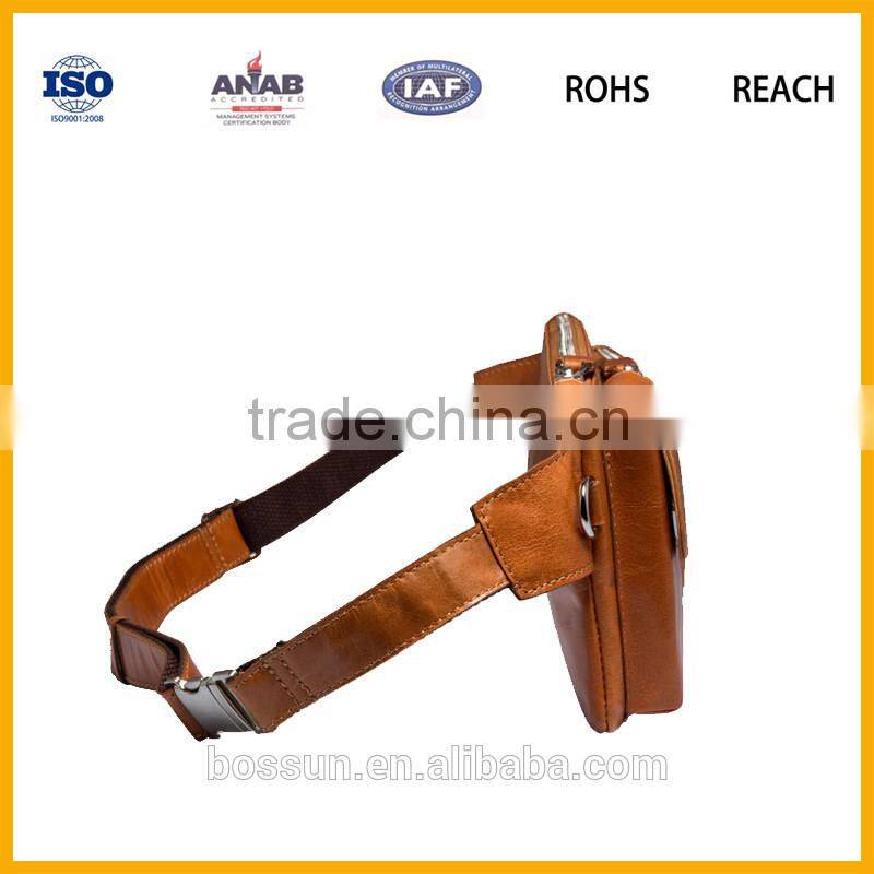 China manufacture hot sales leisure genuine leather waist bag