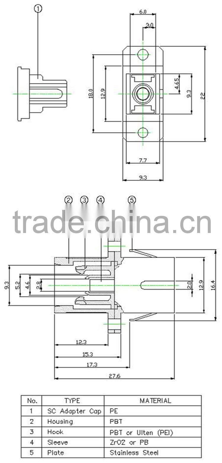 High quality China-made SM SC SX white cap fiber optic adapter