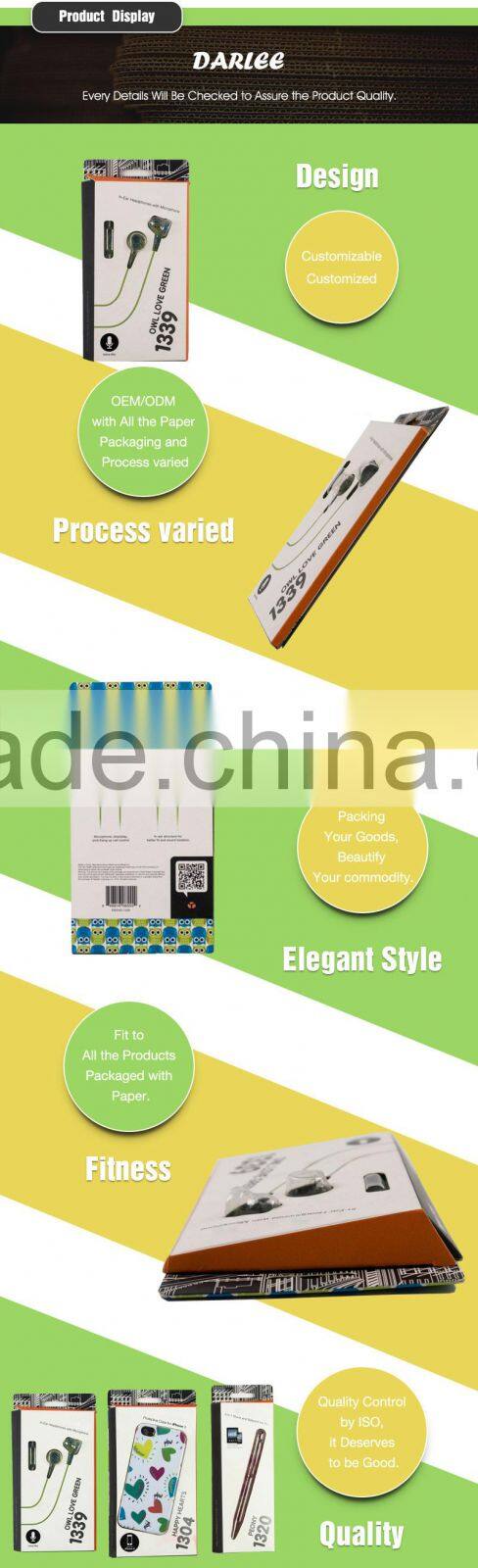 Alibaba china creative design custom logo recyclable iphone earphone paper packing boxes