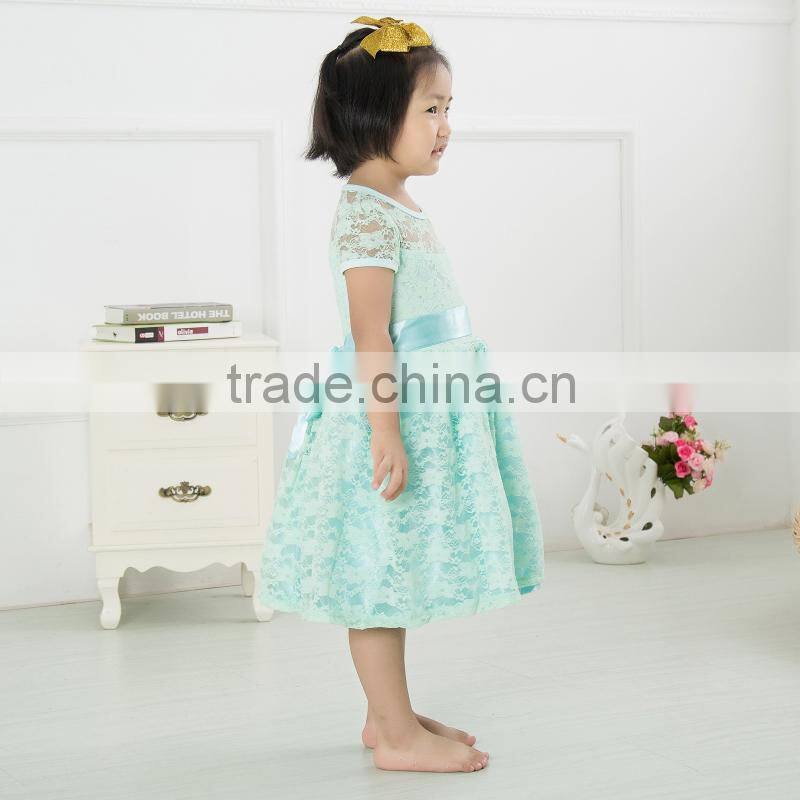New girls wedding dress applique designer one piece lace stitching party dress baby frock design pictures