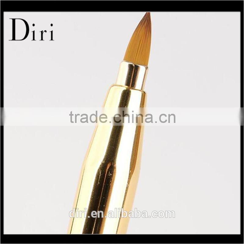 Golden color Portable Metal Tube Makeup Nylon Fiber Retractable Lip Brush