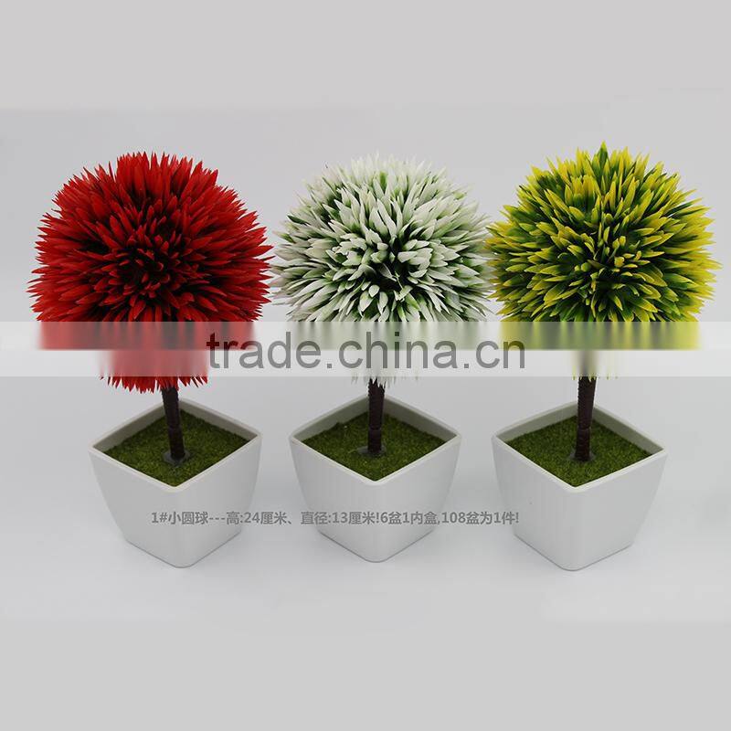 Artificial Ball Flower Tree Mini Bonsai Desktop Green plant home decoration