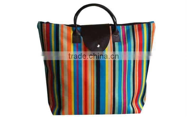 2015 new fashion oxford fabric shopping bag folding waterproof eco-friendly shopping bag leather tote women