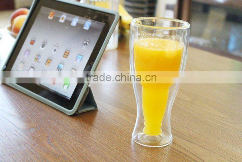 350ml double wall glass cup for beer