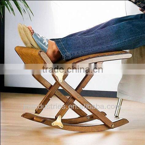 Folding Wooden Footstool&Footrest with PU Leather