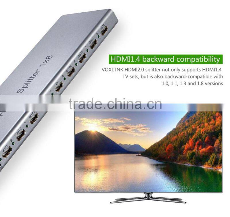 VOXLINK 1x8 HDMI splitter 4K(HDMI 1.4,HDCP1.4 ,4K,IR extension, EDID management, RS232) EU/US/UK/AU