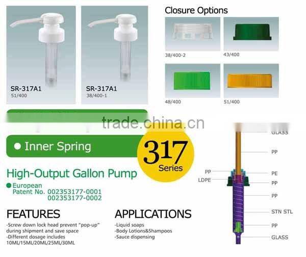 China Manafacturer 38/400 High Output Gallon Pump Cosmetic Lotion Pump