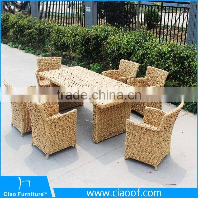 Twisted cane furniture restaurant table and chairs dining set