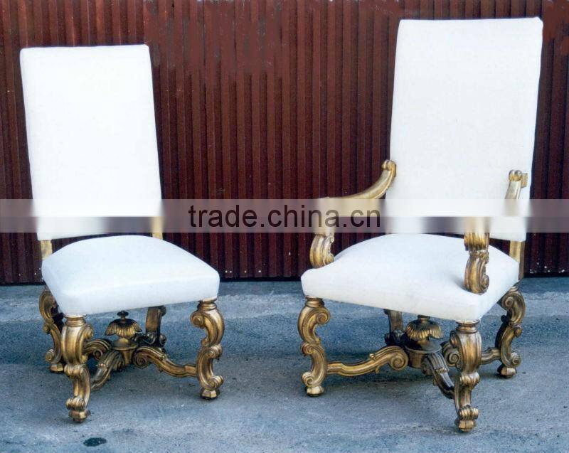 Spanish Style Vintage Chair Solid Wood Hand Carved Antique Style