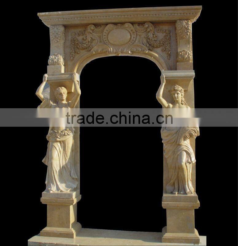 Yellow Decorative Marble Arch Carving Door Frame