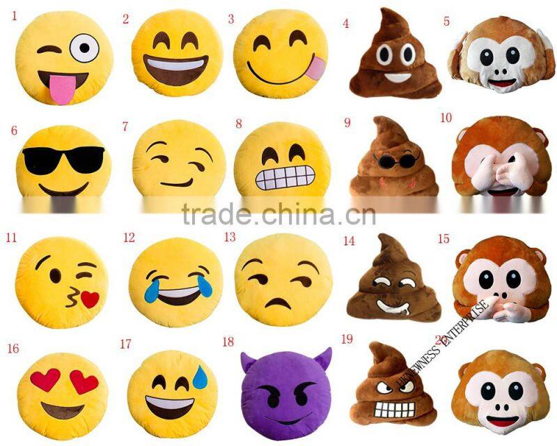 Blockbuster launch Embroiderey Stuffed 100% Cotton Christmas Emoji Pillow