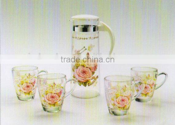 Newest 7pcs glass set ,glass pitcher and water cups,glass tableware