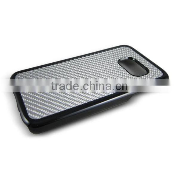 Silver twil carbon fiber case ,shiny carbon fiber phone case for Samsung S7
