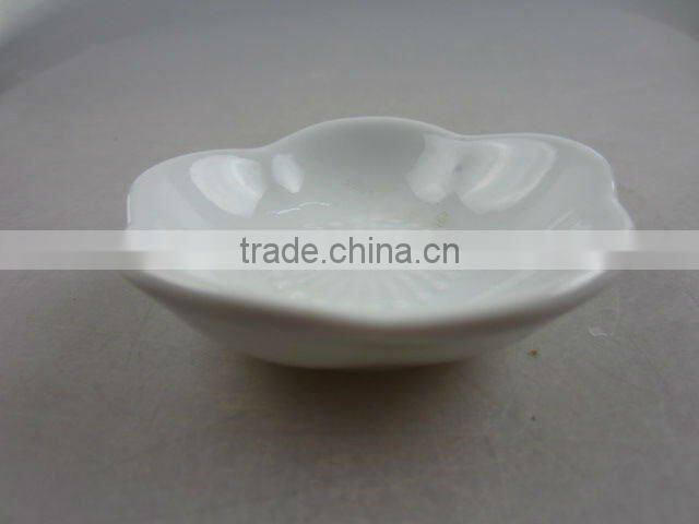 Stock white porcelain flower shaped sauce dish