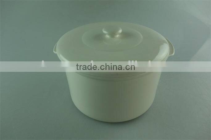 cheap white ceramic round shape food storage with cover