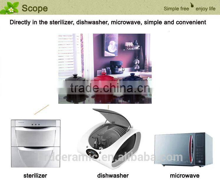 High quality two handles colored ceramic bakeware plates set