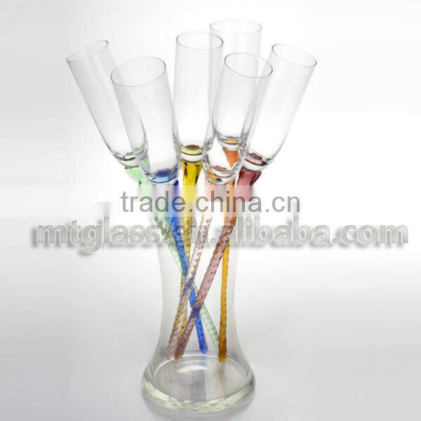 7pc set Wholesale high quality champagne party set /electroplate or golden decal champagne flute