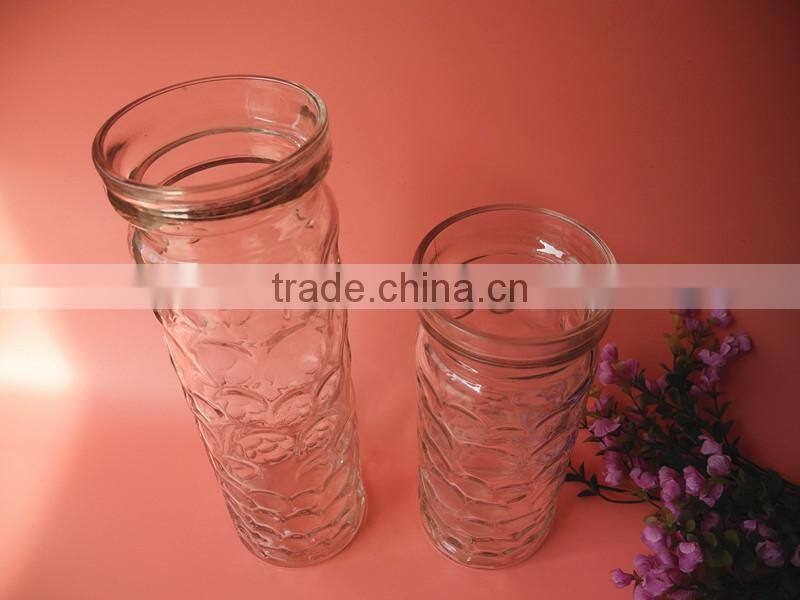 clear relief pillar glass flower pot