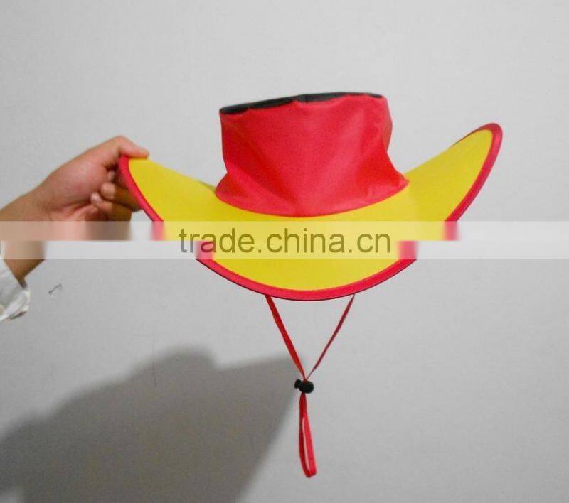 popular polyester material foldable cowboy cap, cowboy folding hat, fans foldable cap