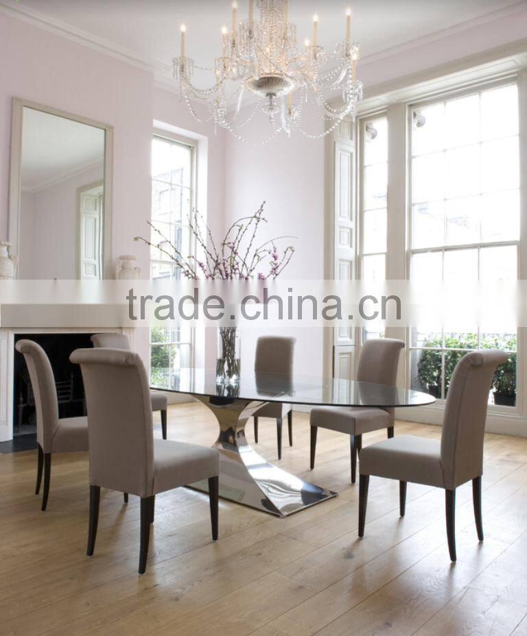 A8087 Reduced designs strong frame oval glass top dining table for family