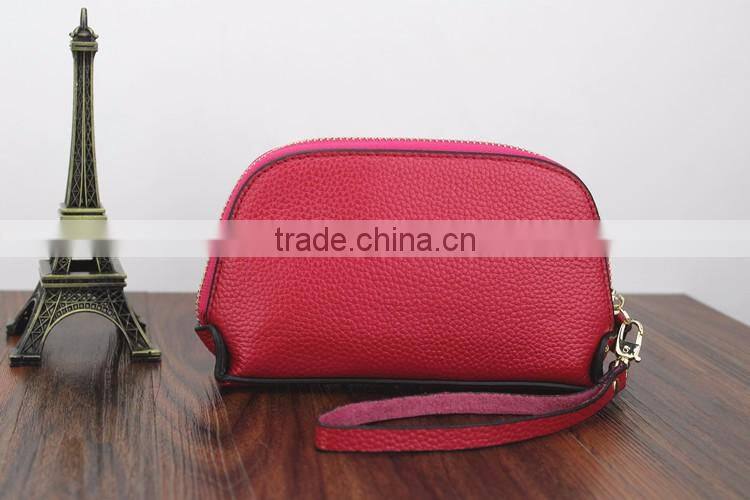 First Genuine leather Bow leather purse makeup Cosmetic Bag shell