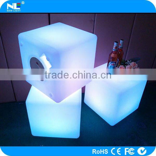 High quality make LED decorative lighted cube furniture / plastic LED rgb cube light chair