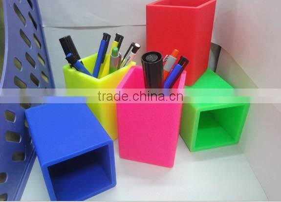 promotional lovely desk silicone rubber pen container holder