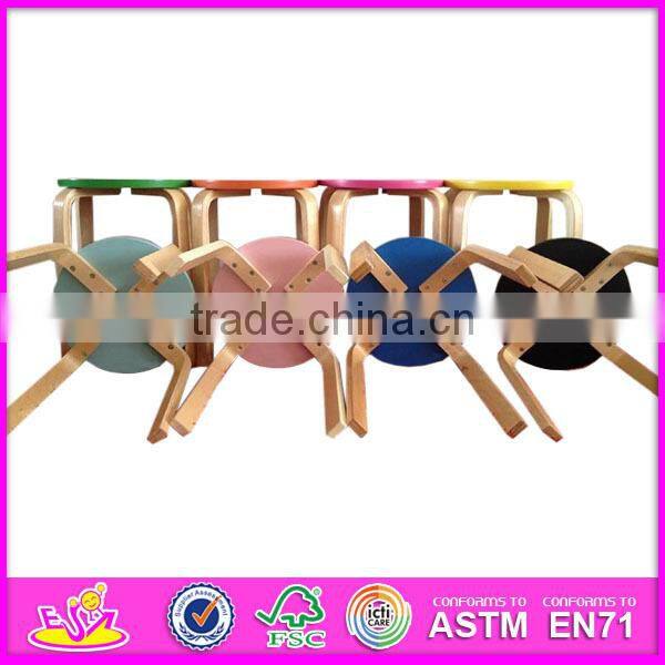Colorful wooden kids chair toy,high quality and best seller wooden stool chair,wooden toy mini chair for children W08F032