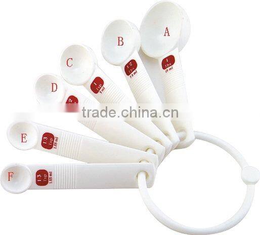 Transparent 6pcs plastic measuring spoon set,measuring scoop set CK-S001