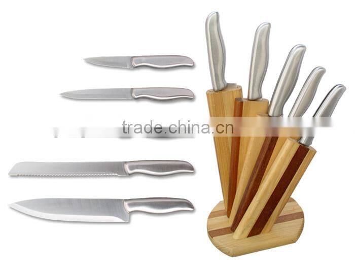 5-Pieces Knife set: 5 knives in quality blade + 2 color wooden knife block.