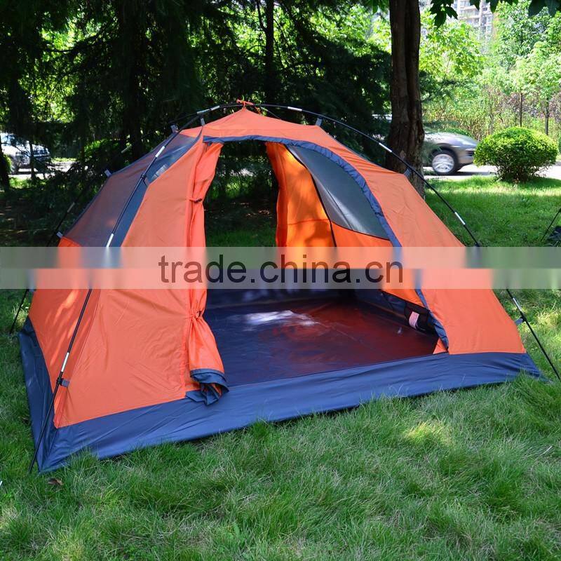 Two Door Fiberglass Poles Polyester Fabric Camping Tent for Family