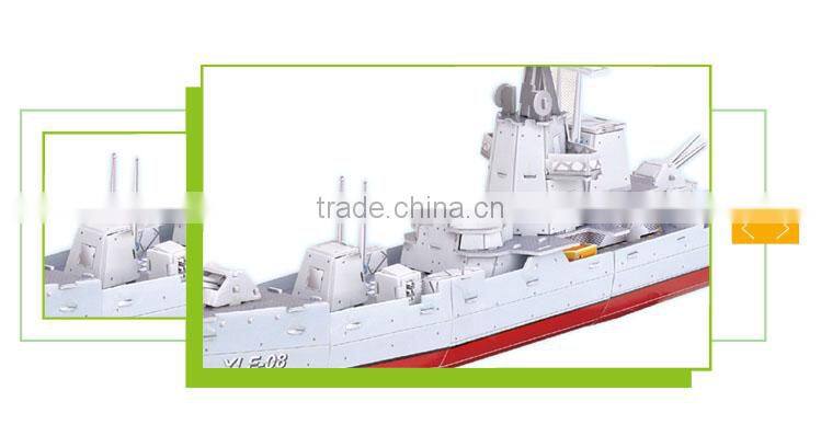 Newest product children intelligence toy 3d diy warship model