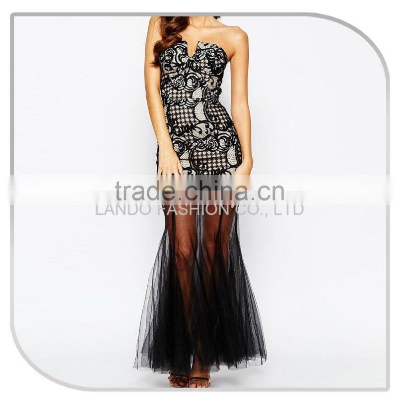 Hup classy evening dress Sexy sweetheart porn dress 2016 long evening fish cut lace dress with tulle bottom