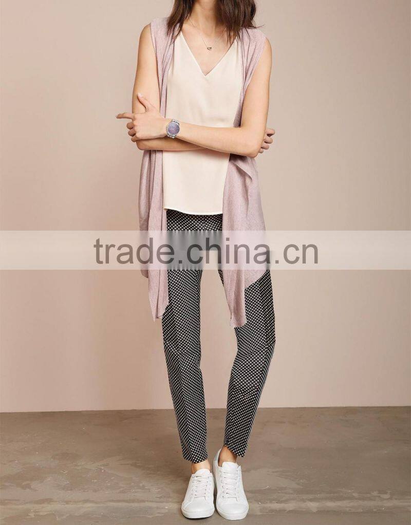 2016 Smart Sleeveless Sparkle-Yarn Cardigan With Waterfall Front HSC8007