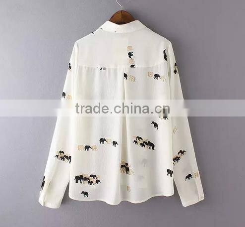 OEM Ladies Long Sleeve Pattern Printed Shirt
