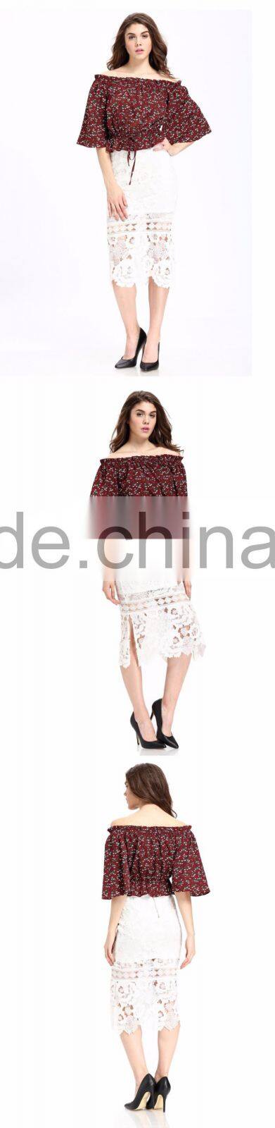 Domin fashion latest printing off shoulder top