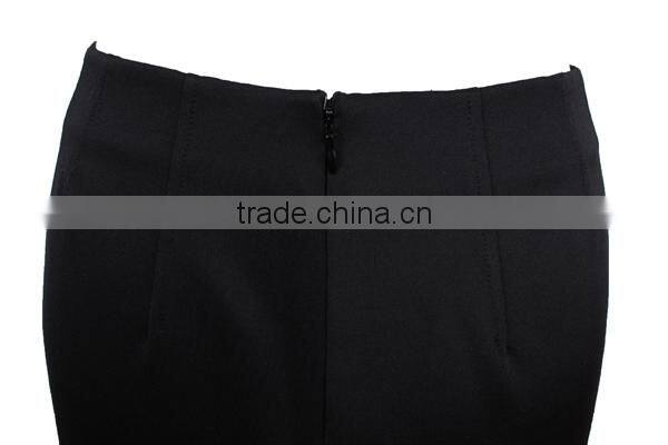 Polyester chiffon and black satin combination slim 2015 high quality ladies short skirt
