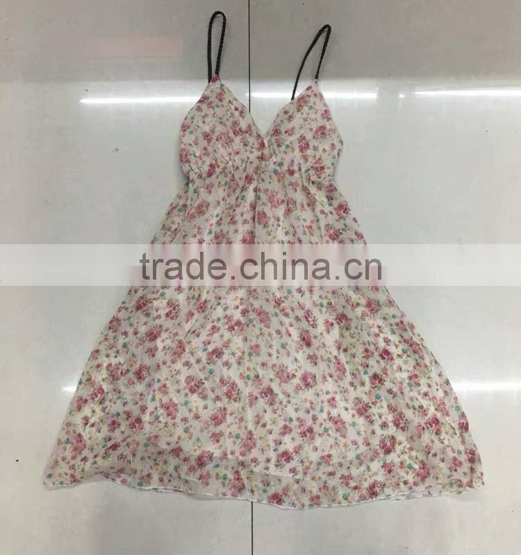 Women flower printed fancy chiffon dress stocklots