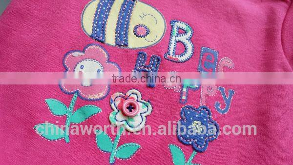 lovely follower printing baby girl rompers baby T-shirt rompers for long sleeve