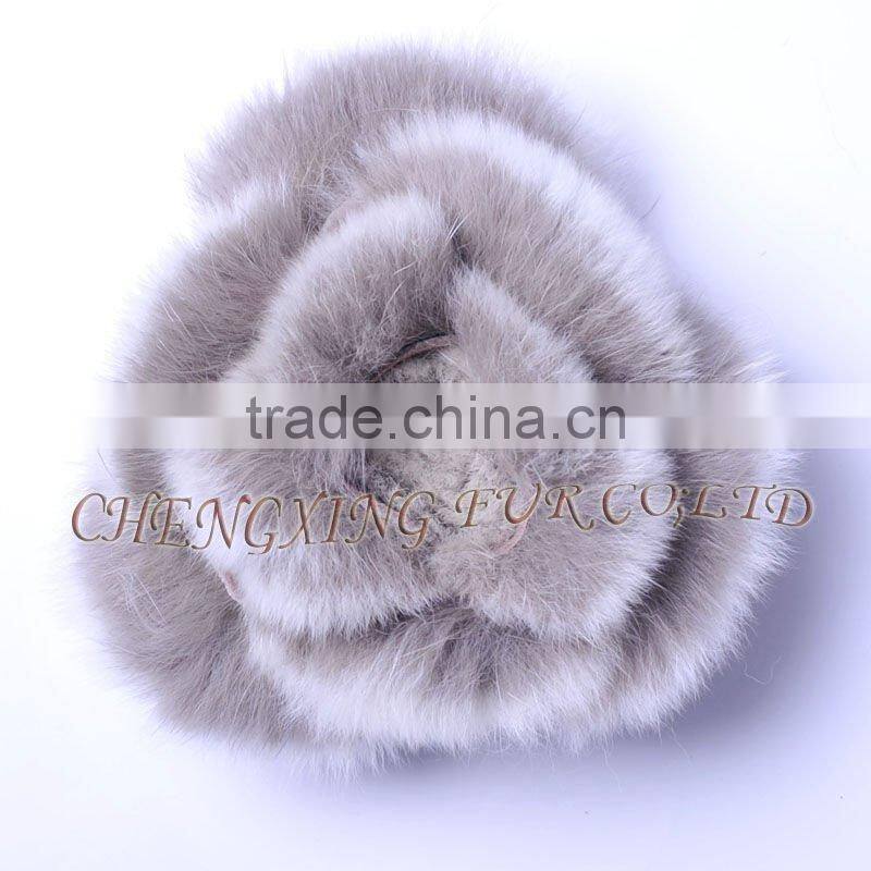 CX-A-39 Rex Rabbit Fur Hand-made Flower Brooches Pin