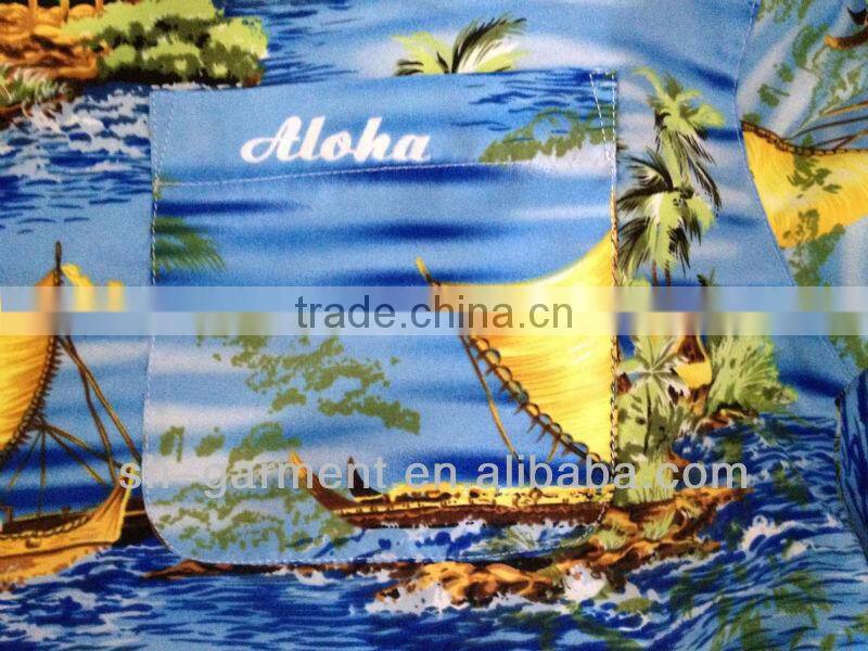 Men's sail boat multi color printed Hawaiian shirt