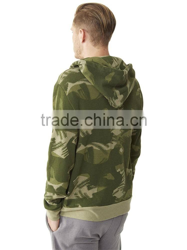 Rocky printed eco-fleece full face zip hoodie for men