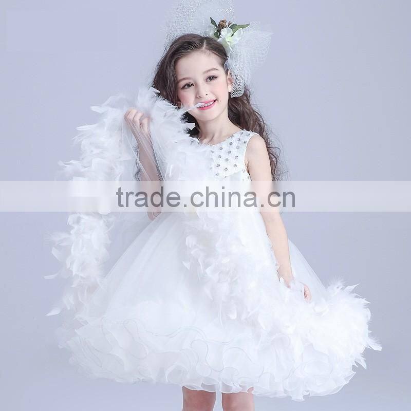 White Flower Girls Dress With Rhinestone Angel Dresses