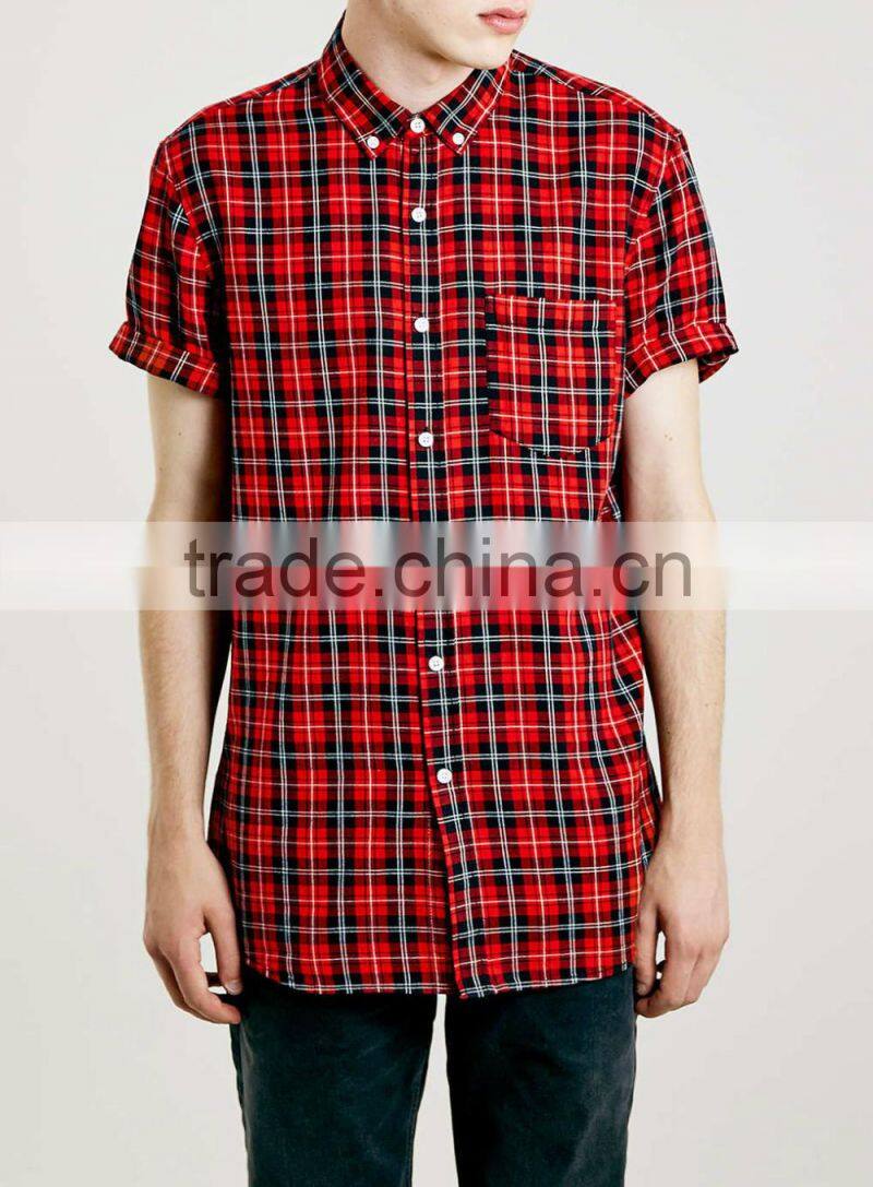 mens long line scotland plaid shirt 100 cotton shirt