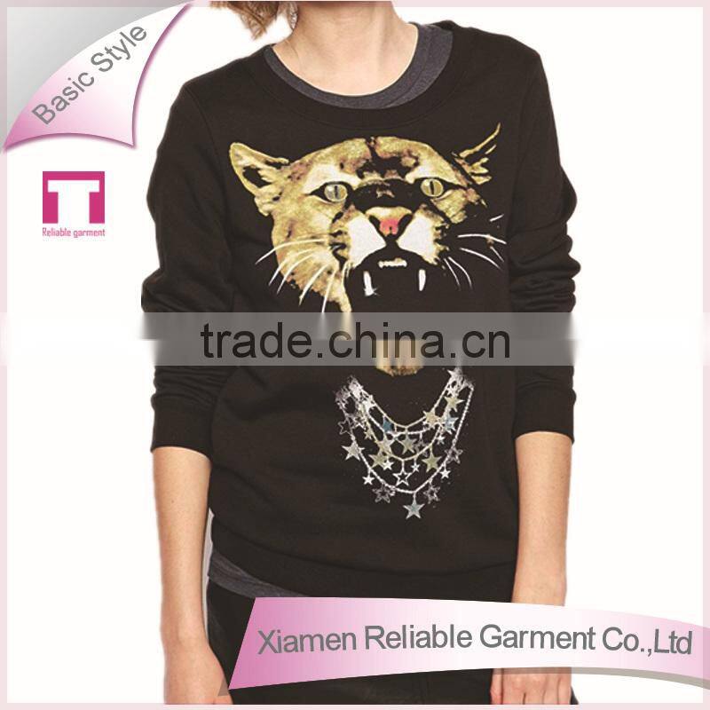 Fashion without hood long sleeve animal print hoodies
