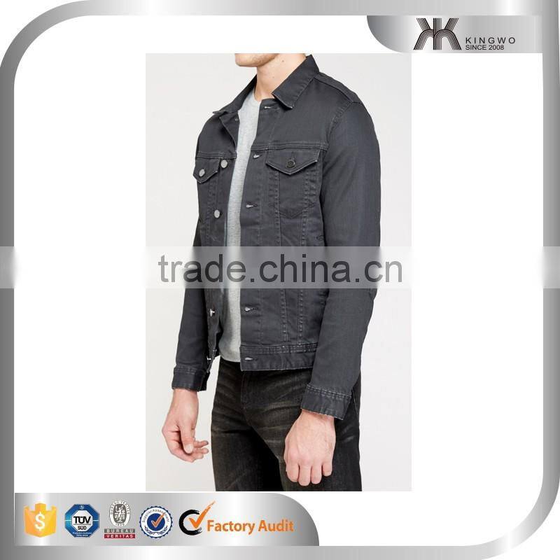 custom stone washed gray denim jacket designer faded jean jacket