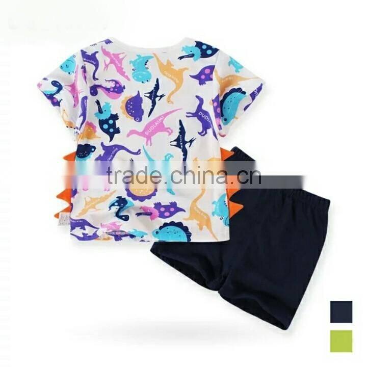 2016 Hot! New arrival high quality boys clothing sets with dinosaur printed