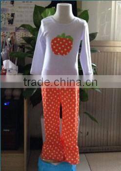 halloween outfit long sleeve white top and orange&white pants girls fall boutique outfit china import baby clothes