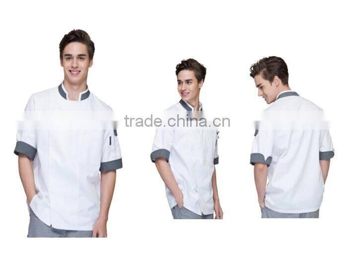 Juqian new fashion Man Chef's Short Sleeve Jacket Restaurant & Hotel Kitchen Chef Uniform colors