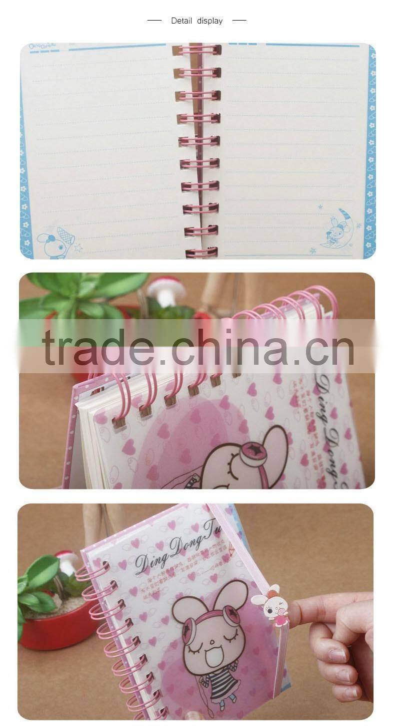 cute cartoon notebook PP cover wire-o binding notebook cheap student notebook with band